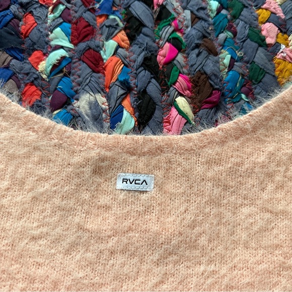 RVCA Pink Fuzzy Cropped Short Sleeve Sweater Women's Size Small Preppy Girly - Picture 10 of 16